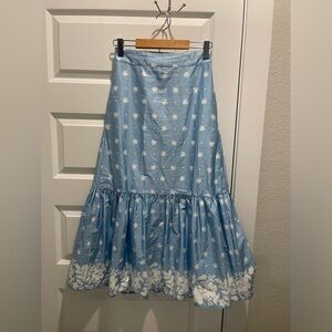 Mason’s Daughter Midi Skirt, Blue Ditsy Cotton Poplin the avenue skirt XS